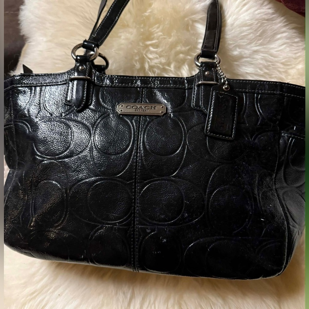 Coach Embossed Black Leather Tote